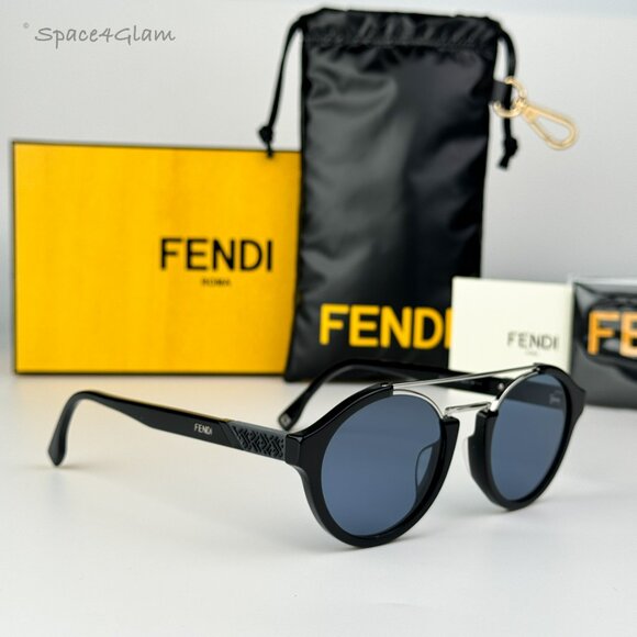 Fendi Accessories - Fendi Women Sunglasses Black Blue Round FE40058U 01V BRAND NEW